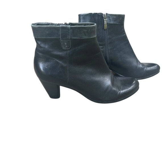 Regarde-Le-Ciel Womens Boot Sz‎ 41 9.5 Black Leather Bootie Block Heel Ankle - Picture 2 of 12